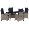 vidaXL Tuin eettafelset met kussen 5 pcs Grijs poly rattan