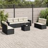 vidaXL 9-delige Loungeset met kussens poly rattan zwart