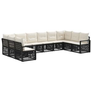 vidaXL Tuinbankenset 10 st 10-zits Zwart poly rattan