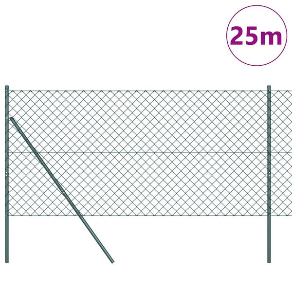 vidaXL Afrasteringspaal Groen 1 x 25 m (60 x 60 mm gaas) Staal