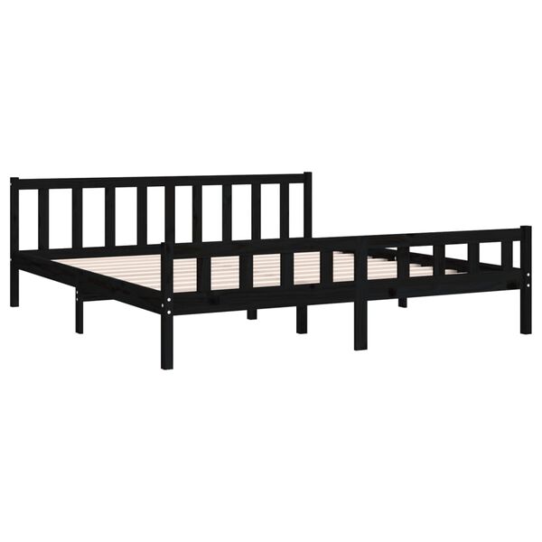 vidaXL Bedframe massief hout zwart 160x200 cm