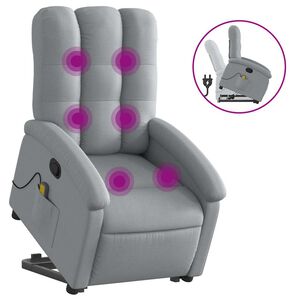 vidaXL Sta-op-massagestoel verstelbaar stof lichtgrijs