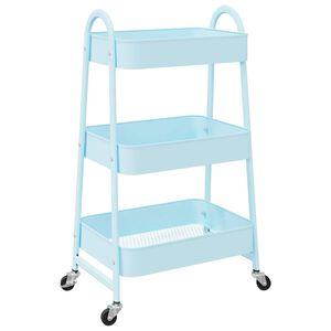vidaXL Opbergtrolley 3-laags 42x41,5x77 cm staal blauw