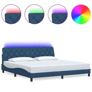 vidaXL Bedframe met LED zonder matras 200x200 cm stof blauw