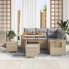 vidaXL Tuinbankenset met kussen 9 pcs Beige en Licht Grijs poly rattan