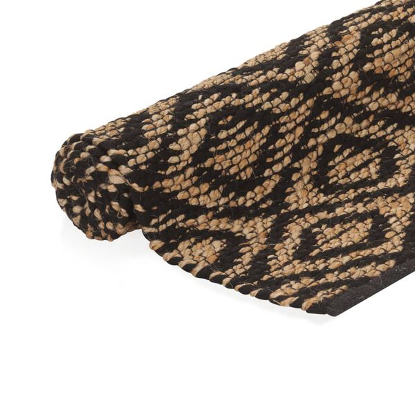 vidaXL Vloerkleed 120x180 cm handgeweven jute naturel en zwart