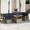 vidaXL 8-delige Loungeset met kussens poly rattan grijs