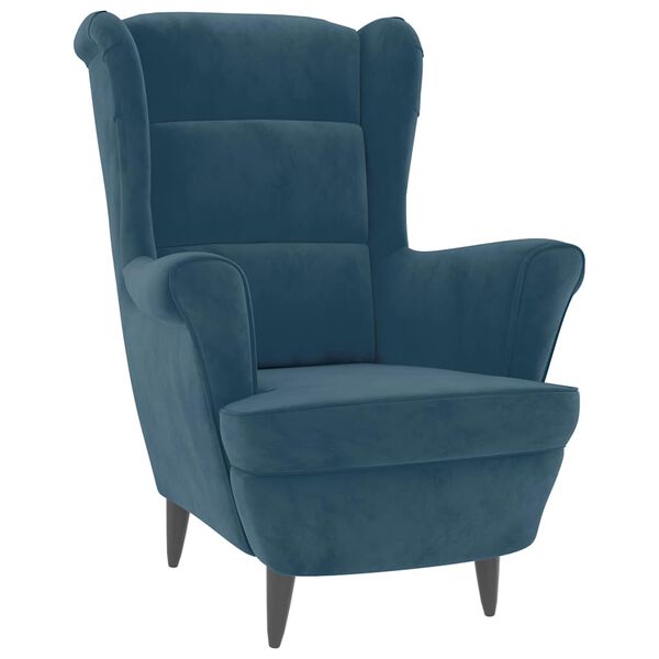vidaXL Fauteuil met voetenbank fluweel blauw