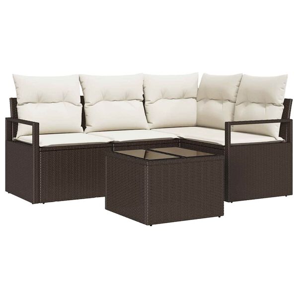 vidaXL Bankstel 5 pcs Bruin poly rattan