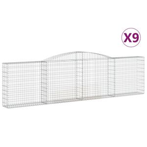 vidaXL Schanskorven 9 st gewelfd 400x30x100/120 cm ijzer