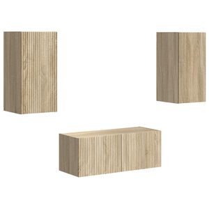 vidaXL Tv-meubelset Wandgemonteerd 6 pcs Sonoma Eiken Bewerkt hout