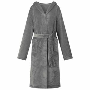 vidaXL Badjas Hoodie Donkergrijs S Flanel