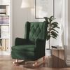 vidaXL Fauteuil met massief rubberwood schommelpoten stof donkergroen