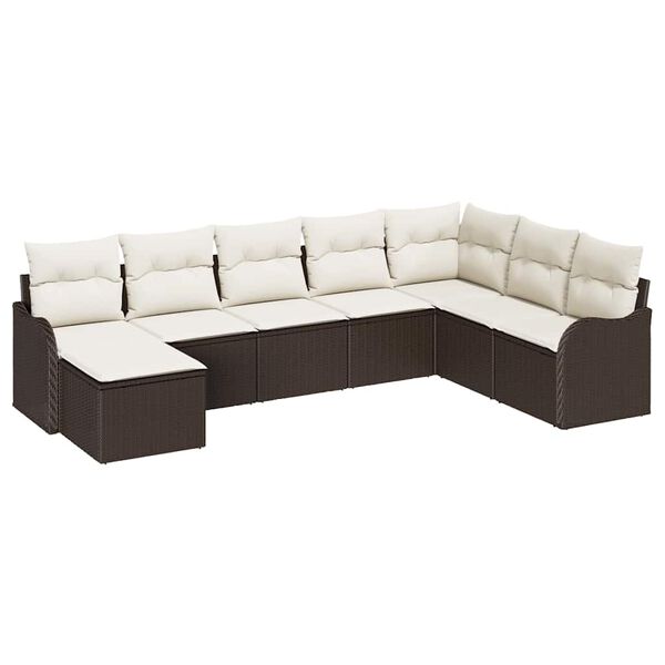 vidaXL Tuin Sofa Set met kussen 8 pcs Bruin Poly riet