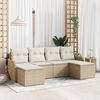 vidaXL Tuin Sofa Set met kussen 6 pcs Beige Poly riet