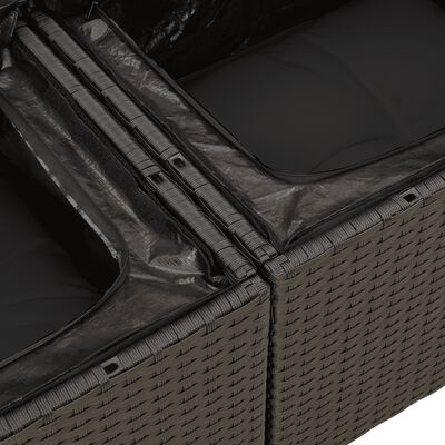 vidaXL 13-delige Loungeset met kussens poly rattan zwart