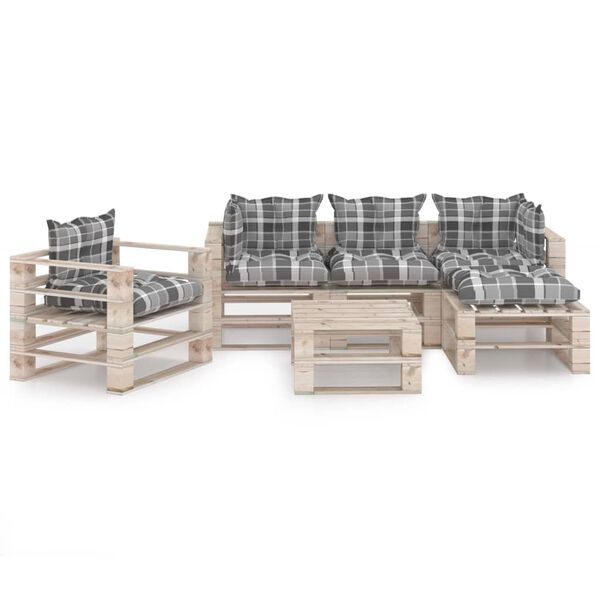 vidaXL 6-delige Loungeset met kussens pallet grenenhout