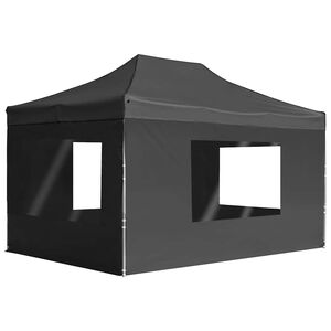 vidaXL Partytent inklapbaar met wanden 4,5x3 m aluminium antraciet