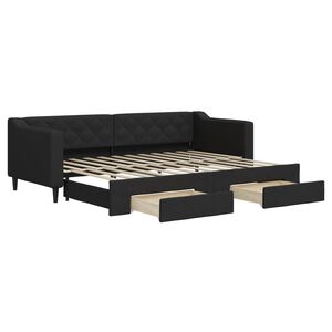 vidaXL Slaapbank met onderschuifbed en lades 80x200 cm stof zwart