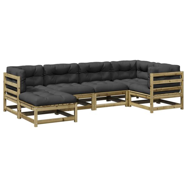 vidaXL 6-delige Loungeset met kussens ge&iuml;mpregneerd grenenhout