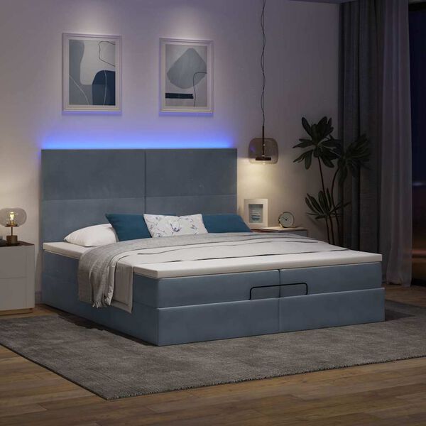 vidaXL Ottoman bed met matrassen en LED's 200x200cm fluweel