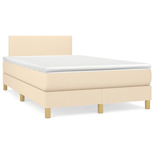 vidaXL Boxspring met matras stof cr&egrave;mekleurig 120x190 cm