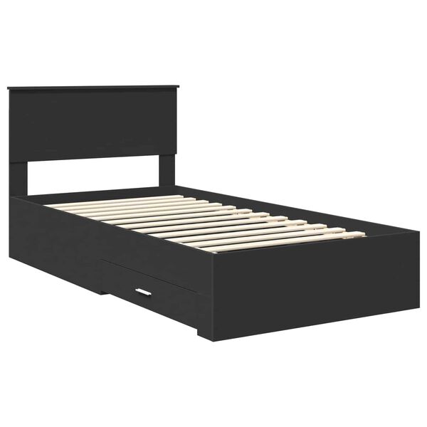 vidaXL Bedframe met lade Zwart en Zilver 100 x 200 cm Bewerkt hout