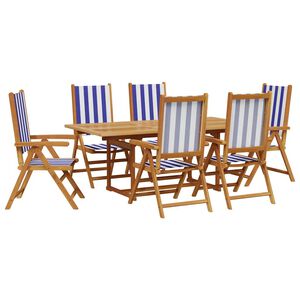 vidaXL 7-delige Tuinset massief hout en stof blauw en wit