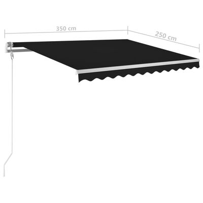 vidaXL Luifel handmatig uittrekbaar met palen 3,5x2,5 m antracietkleur