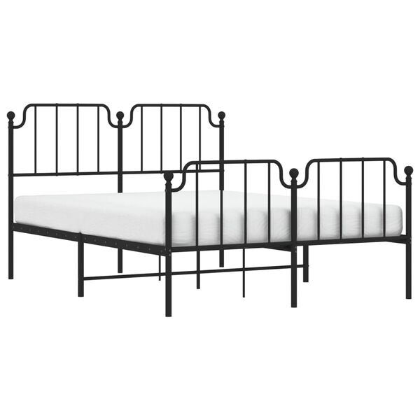 vidaXL Bedframe met hoofd- en voeteneinde metaal zwart 140x190 cm