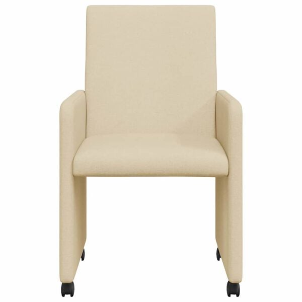 vidaXL Dining Stoelen met Wielen 2 pcs Cr&egrave;me 57 x 66 x 94 cm Stof