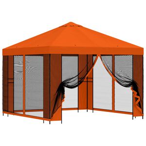 vidaXL Tuin Gazebo met Zijwanden 3 x 3 m Oranje Polyester en staal
