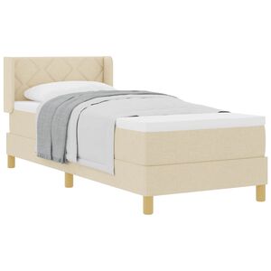 vidaXL Boxspringbed met matras Cr&egrave;me 200 x 80 cm Polyester