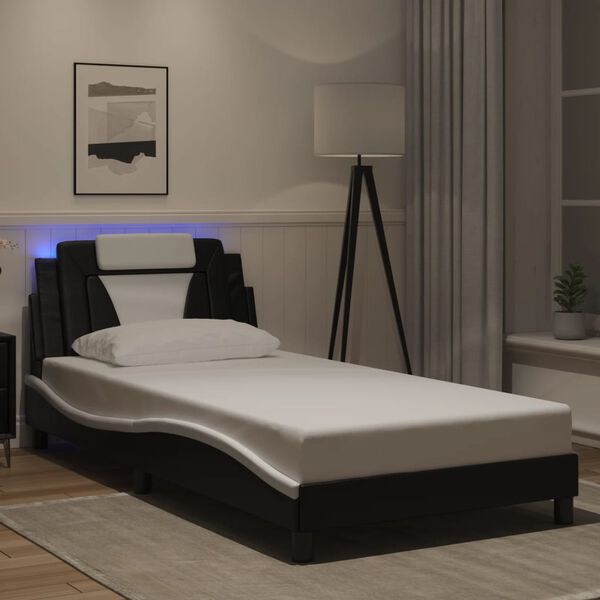 vidaXL Bedframe "Viana" met LED zonder matras zwart en wit 100x200 cm