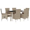 vidaXL 7-delige Tuinset met kussens poly rattan beige
