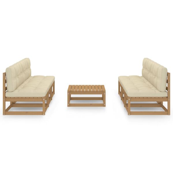 vidaXL 7-delige Loungeset met kussens massief grenenhout