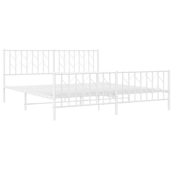 vidaXL Bedframe met hoofd- en voeteneinde&nbsp;metaal wit 183x213 cm