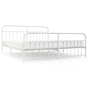 vidaXL Bedframe met hoofd- en voeteneinde metaal wit 193x203 cm