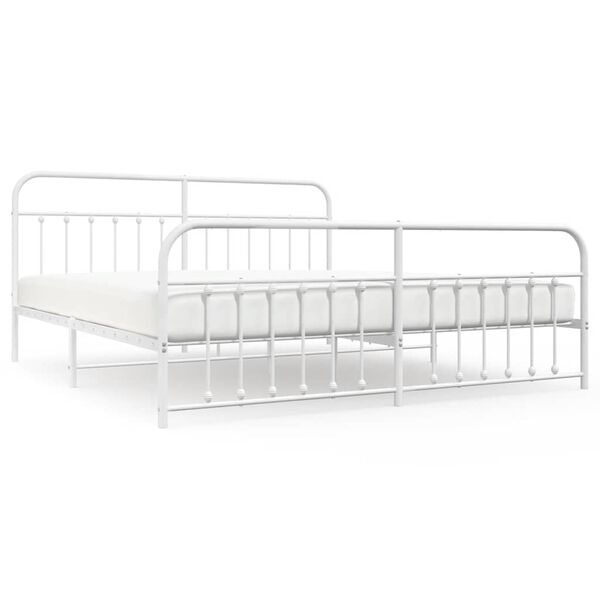 vidaXL Bedframe met hoofd- en voeteneinde metaal wit 193x203 cm