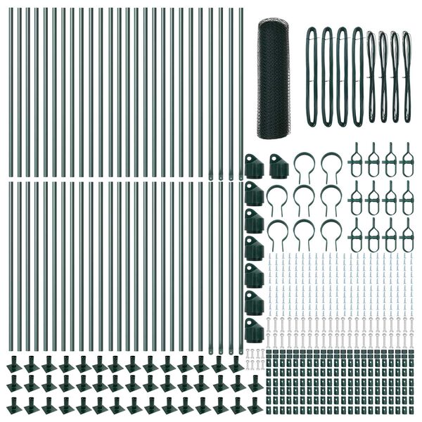 vidaXL Afrasteringspaal Groen 100 x 0,4 m (13 mm gaas) Staal en PVC
