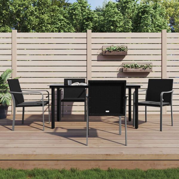 vidaXL 5-delige Tuinset met kussens poly rattan en staal