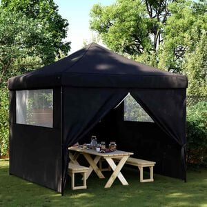 vidaXL Partytent inklapbaar pop-up met 4 zijwanden zwart