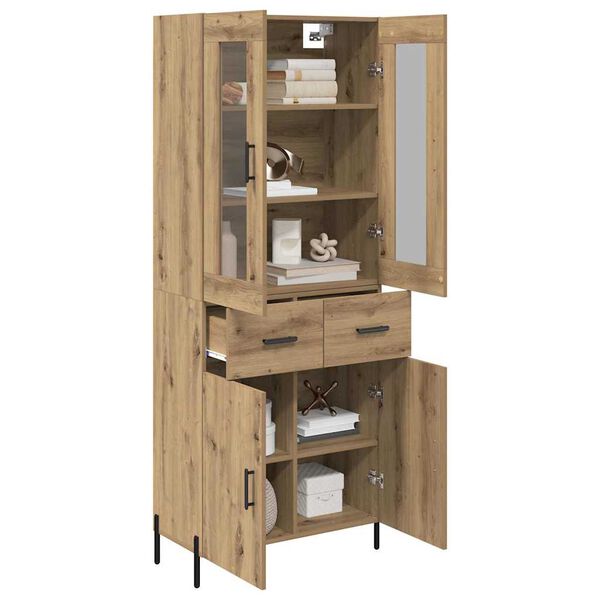vidaXL Highboard Artisan Eiken 69,5 x 34 x 180 cm Bewerkt hout