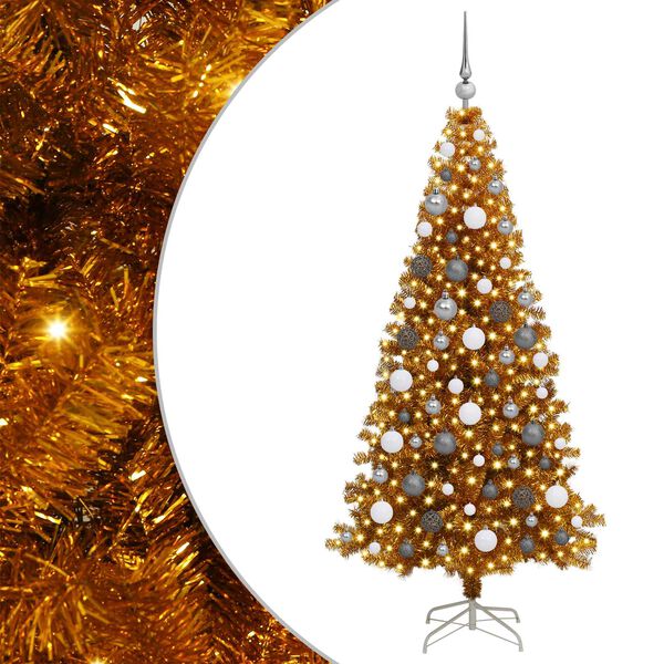 vidaXL Kerstboom met 300 LED met standaard Goud 180 cm PET