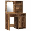 vidaXL Make-up tafel set met LED 2 st Oudhout Bewerkt hout