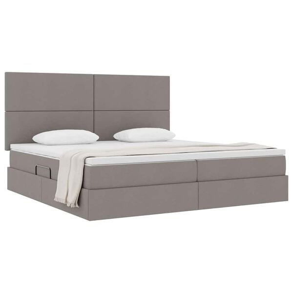 vidaXL Opslag bed met matras met matras Taupe 200 x 200 cm Polyester