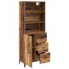 vidaXL Hoge kast met lade Oud Hout 69,5 x 34 x 180 cm Bewerkt hout