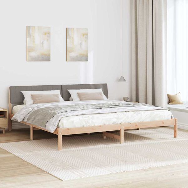 vidaXL Bedframe Bruin en taupe 160 x 200 cm Massief grenenhout