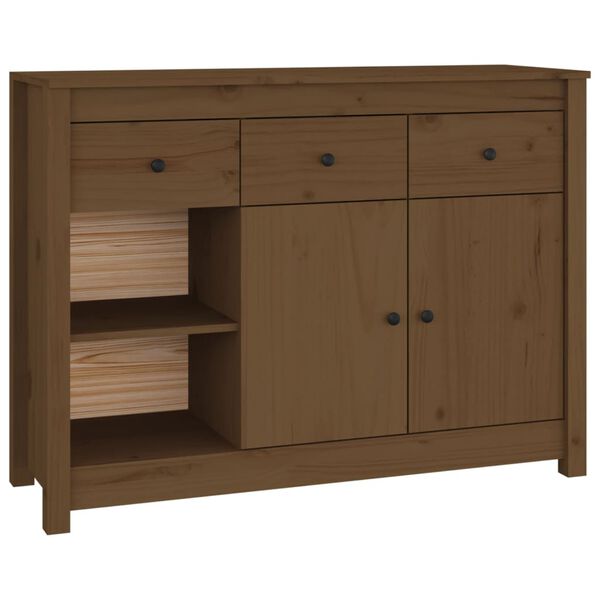vidaXL Dressoir 100x35x74 cm massief grenenhout honingbruin