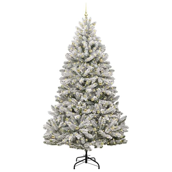 vidaXL Kunstkerstboom met 300 LED Groen en Wit 300 cm PVC en Metaal